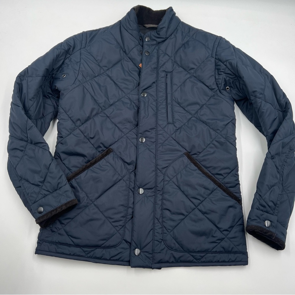 Mens J.crew‎ Navy Blue Diamond Quilted Barn Jacket SZ XS Corduroy Trim